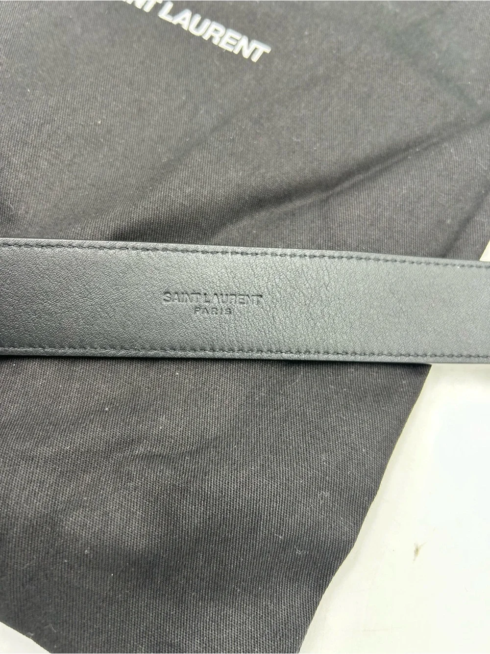Women's Saint Laurent Black Suede Belt with Gold YSL Logo 80/32 inches